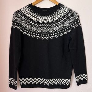 Talbots Petite Small Women's White & Black Patterned Sweater